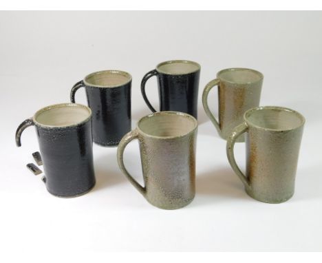 JACK DOHERTY LEACH POTTERY. Six Leach Pottery soda glaze half-pint mugs by Jack Doherty. Impressed mark. Provenance: from the