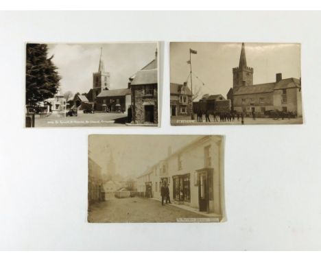ST. KEVERNE VIEW POSTCARDS. Three real photograph postcards of views of St. Keverne including an early 20thc. Street view sho