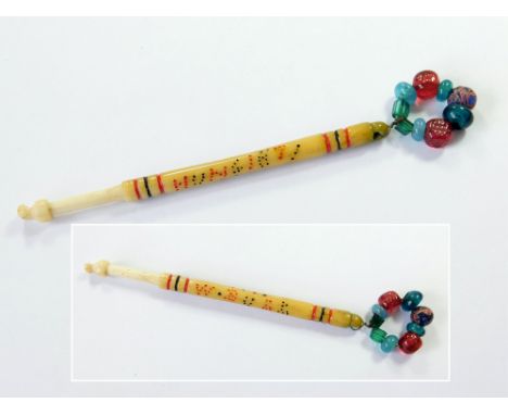 HANGING BOBBIN. A late 19th century turned bone, 'Hanging' lace bobbin, commemorating the death by hanging of 'W. Bull, Hung 