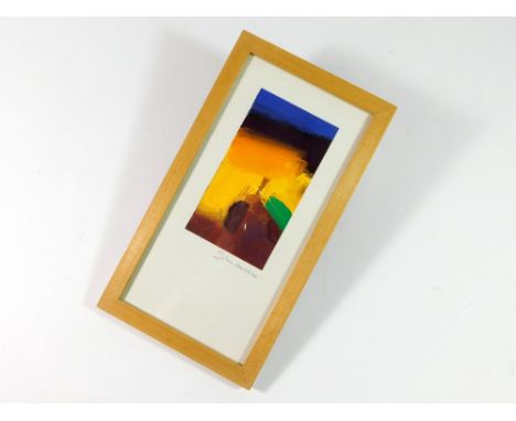 JOHN MILLER. An untitled abstract landscape. Gouache on paper. Signed. 11.5 x 6.5cm. Condition Report: Very good, ready-to-ha