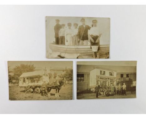PORTHLEVEN REAL PHOTOGRAPH POSTCARDS. Three real photograph postcards: Porthleven Carnival.  Please note that all items in th