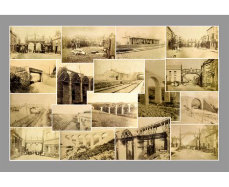 HELSTON RAILWAY CONSTRUCTION & OPENING PHOTOGRAPHS. A very rare, original set of nineteen photographic prints of the construc