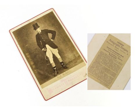 LATE 19TH CENTURY STUDIO PORTRAIT OF JOCKEY FRED ARCHER. A studio 'celebrity' cabinet portrait photograph by the London Photo