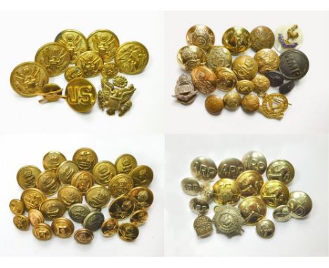 MILITARY BUTTONS ETC. A large quantity of military buttons etc. including WWII US Army, RAF, Naval, Regimental, Fire Service,