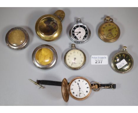 Box of assorted pocket watches and pocket watch holders to include: Ingersoll Triumph, Dennison gold plated etc.   (B.P. 21% 