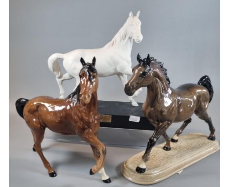 Royal Doulton hand made ceramic sculpture of a horse together with another Royal Doulton 'Spirit of the Wind' ceramic sculptu