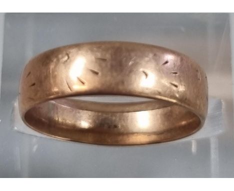 9ct rose gold wedding band.  2.4g approx.  Size K.   (B.P. 21% + VAT) 