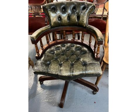 Reproduction mahogany and leather button back director's/office chair.   (B.P. 21% + VAT) 