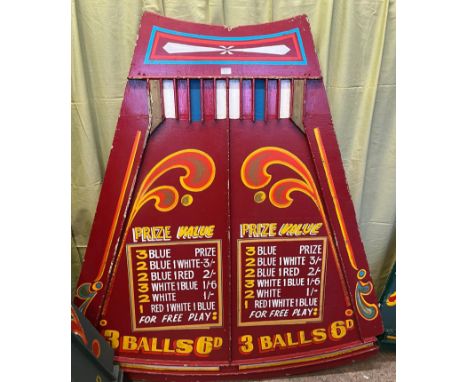 Hand painted wooden fairground quadrant shaped roller ball game, double sided.   (B.P. 21% + VAT) 