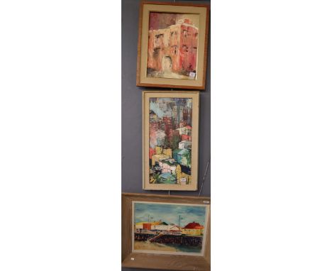 Rubin, (20th century), architectural studies, various, one signed. Oils on board. 47 x 34cm, 39 x 59cm and 42 x 50cm. (3)(B.P