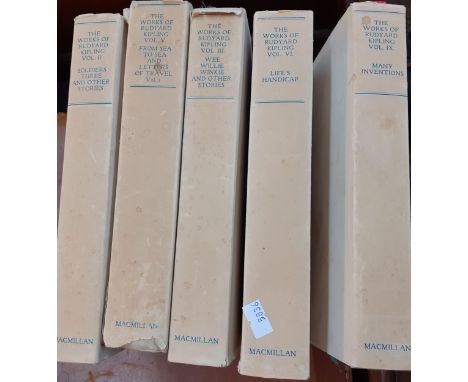 Books - The Bombay edition of The Works of Rudyard Kipling, volumes 2, 3, 5, 6 and 9, along with  Alan Moorhead's The white N