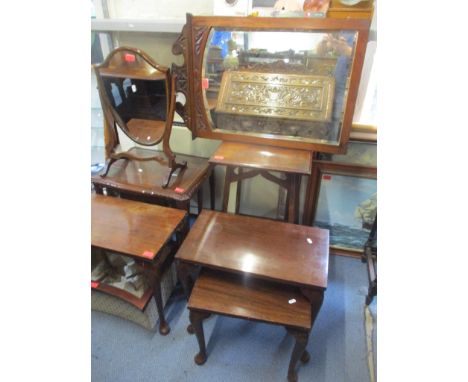 Mixed furniture to include a dressing table mirror, a nest of tables and a standard lamp 