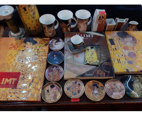 Gustav Klimt related items to include Goebel Artis Orbs trinket dishes, vases, coffee can and saucer, three Dunoon tea cups, 