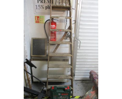 A vintage wooden folding step ladder, and a cased Bosch PST 700 PE jigsawLocation: 