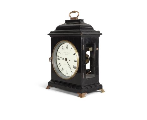 A GEORGE III EBONISED BRACKET CLOCK, BY WEBSTER & HUNTER, LONDON, MID-18TH CENTURY,the white enamel dial with Roman numerals 