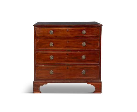 A GEORGE IV MAHOGANY DRESSING CHEST, of rectangular form fitted with four long graduated drawers, the upper drawer fitted wit