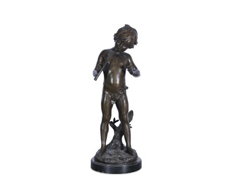 AFTER AUGUSTE MOREAU (FRENCH 1834-1917) Boy with fluteSigned to baseBronze, 72cm high