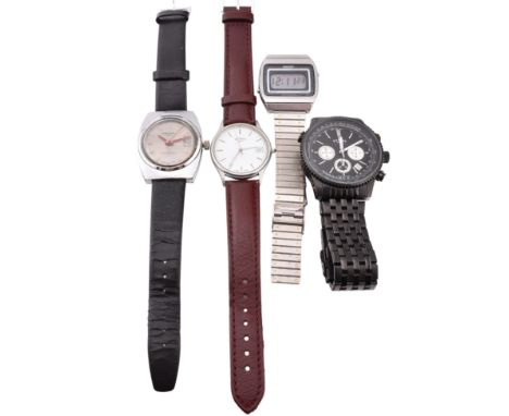 Four wristwatches. The watches to include a Rotary Chronospeed watch together with another Rotary wristwatch, an ingersol 17 