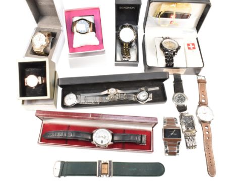 A collection of wristwatches. The large collection of wristwatches to include Emporio Armani, Lorus, Skagen, Ripcurl, DKNY, G