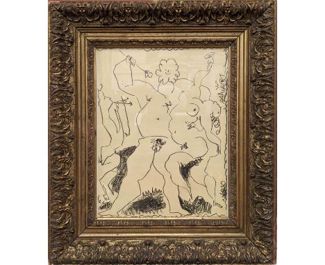 PABLO PICASSO 'Bacchanale', 1956, original lithograph, edition of 3000, ref: Mourlot, 32cm x 25cm, framed and glazed. 