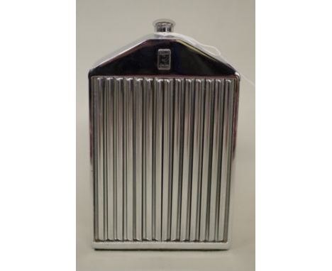 A vintage Ruddspeed 'Rolls Royce' radiator decanter or spirit flask, 19.5cm high. 