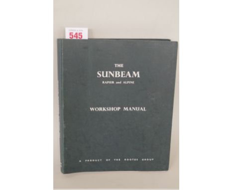 The Sunbeam Rapier and Alpine Workshop Manual, issued 1960. 