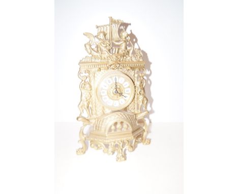 Brass mantle clock with quarts movement Height 41 cm