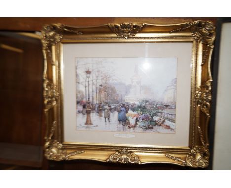 Gilt framed print titled flower sellers 