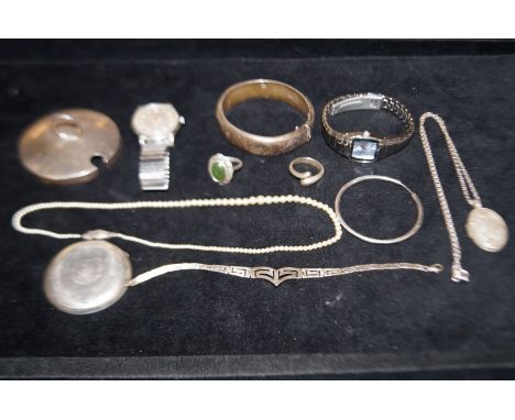 Silver bangle &amp; vintage Liga wristwatch ect