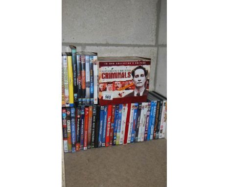 A shelf of DVD's.