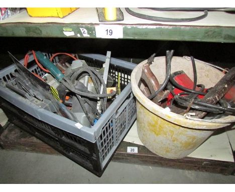 A mixed lot of tools including 2 circular power saws.