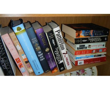 A shelf of books,