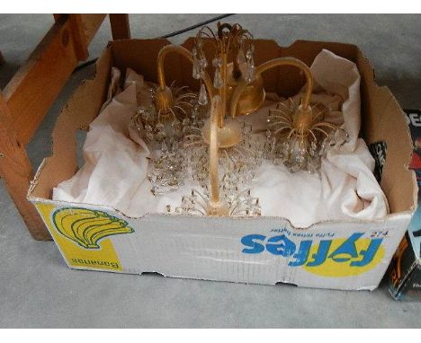 A 3 lamp chandelier/ceiling light,.