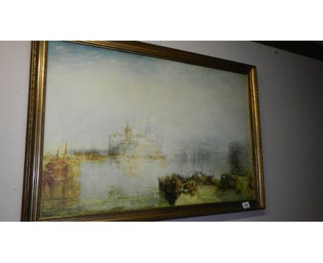 A gilt framed print,.