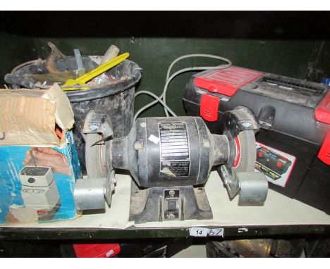 A mixed lot of tools including electric grinding wheel, tool box of tools etc.,