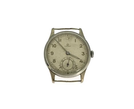 Omega, a stainless steel manual wind wrist watch head, circa 1948, case numbered 4375, signed manual wind movement calibre 30