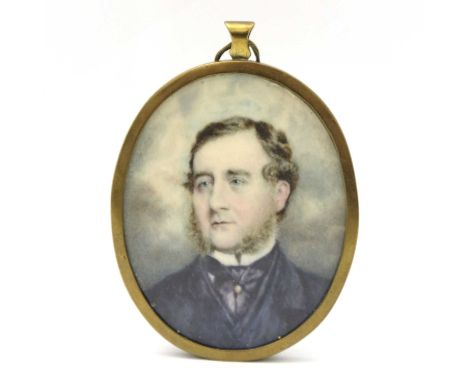 A portrait miniature of a 19th century gentleman, inscription to reverse identify the sitter as Edward Jerningham, on ivory, 