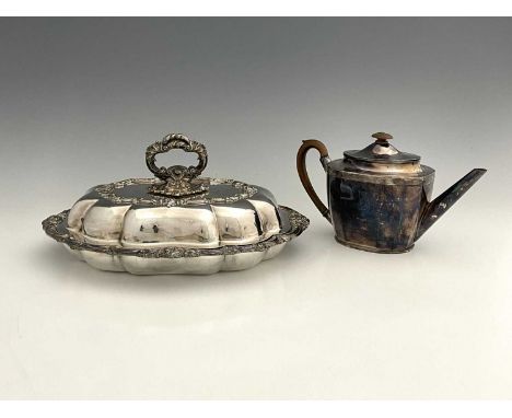 A late eighteenth or early nineteenth-century neoclassical style Old Sheffield Plate teapot, of ovoid form with panelled body