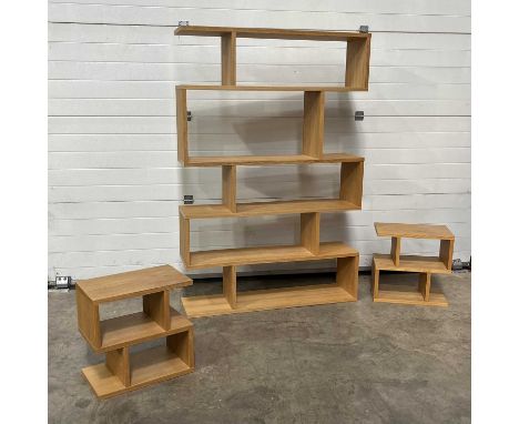 Content by Terrence Conran, an oak shelf unit, and a matching pair of side tables (3)