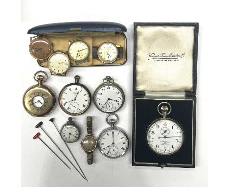 A Venner Time Switches stopwatch No 8047 No.A.19, together with several pocket and wrist watches, including Dennison, Limit N