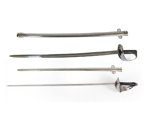 A Copy of an 1890 Pattern Cavalry Trooper's Sword, with steel bowl hilt and two ring scabbard; a Copy of a 1908 Pattern Caval