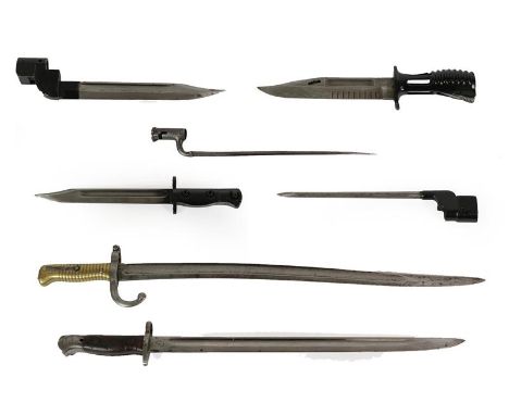 Seven 19th/20th Century Bayonets, comprising:- a British 1842 Lovell's pattern socket bayonet, the 43cm triangular section st