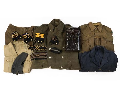 A Small Quantity of Post Second World War British Uniforms, comprising a battle dress blouse to the Intelligence Corps, a bat