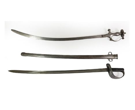 A Victorian 1890 Pattern Cavalry Trooper's Sword, the 87cm single edge fullered steel blade with War Department inspector's m