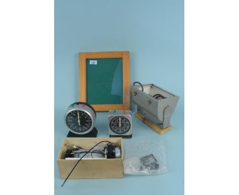 A Smiths &amp; Peter exposure meter plus a vintage lamp and camera equipment