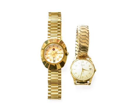 A Plated Automatic Day/Date Centre Seconds Rado Diastar Wristwatch and a Plated Calendar Centre Seconds Olma Wristwatch (2)