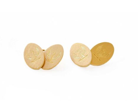 A Pair of 18 Carat Gold Cufflinks, depicting an eagle motifGross weight 14.8 grams.