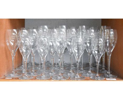 Baccarat St Remy Pattern Stemware, of plain tulip form comprising: 9 large, 8 medium, 4 small, together with 10 other large g