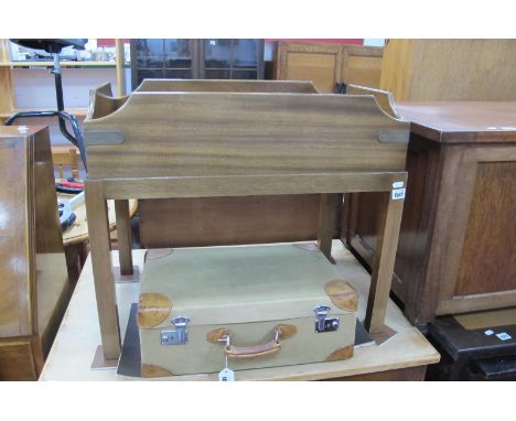 A Mahogany Butlers Tray, with brass mounts and carry handles, on stand, 66.5cm wide.