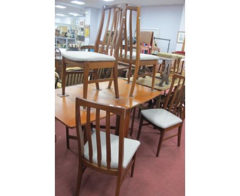 McIntosh Mid Century Teak Dropleaf Table, with a double gate; together with four dining chairs. (5)